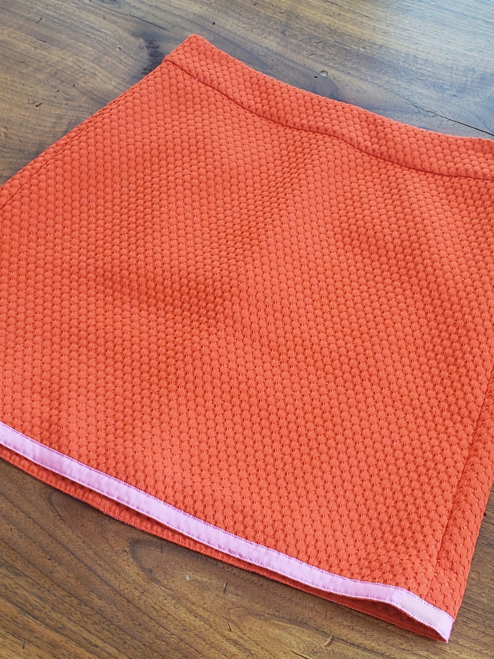 J Crew Jcrew Womens Orange Textured Skirt with Pink Grograin Trim Size 8